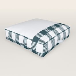 Buffalo Plaid Gingham on Dark Green and White Horizontal Split Outdoor Floor Cushion