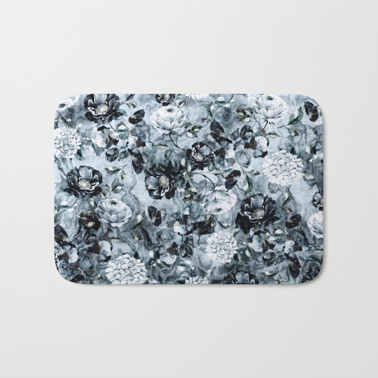 Black Flowers Bath Mat
