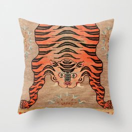 Antique Tibetan Tiger Throw Pillow