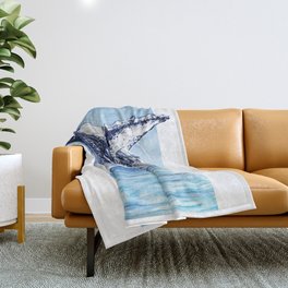 Breaking the Breach - Whale Watercolor Throw Blanket