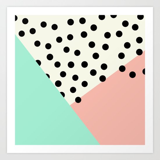 Mod Blush and Dots Art Print