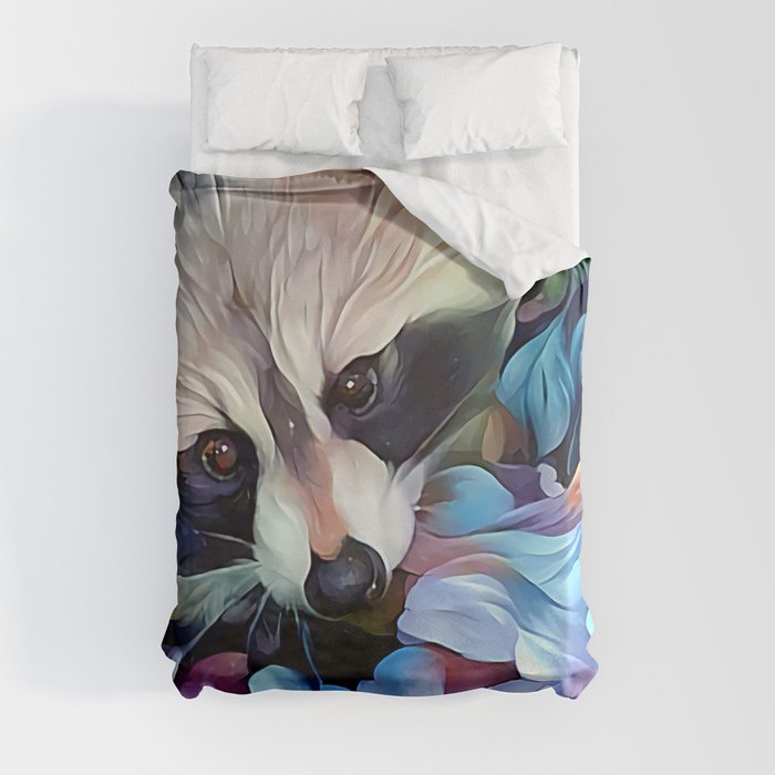 Peekaboo Raccoon Duvet Cover