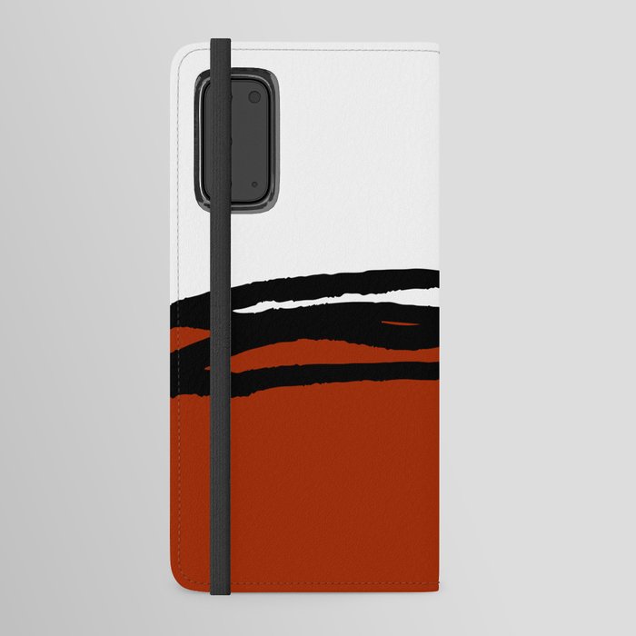 Abstract Line Art Black White Red Android Wallet Case