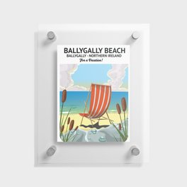 Ballygally Beach Northern Ireland travel poster Floating Acrylic Print
