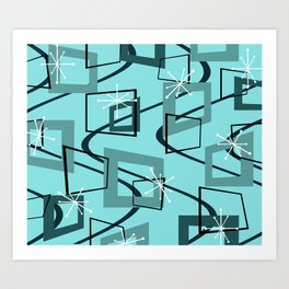 Mid Century Modern Minimalism Turquoise Art Print