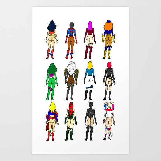 Superheroine Butts Art Print