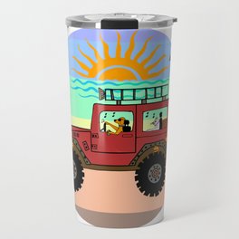 Golden Retriever Dog and Cat beach drive Travel Mug