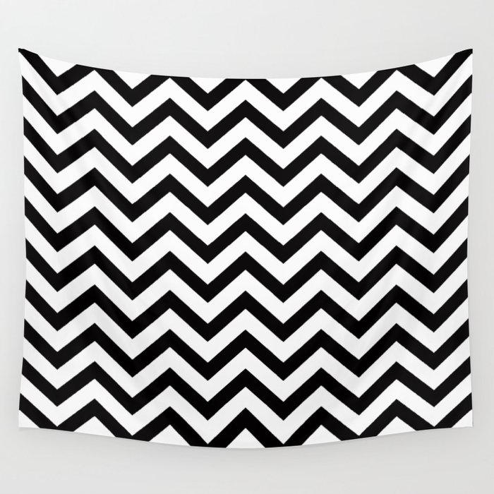 Simple Chevron Pattern - Black & White - Mix & Match with Simplicity Wall Tapestry