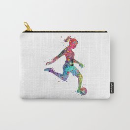 Girl Soccer Player Watercolor Sports Art Carry-All Pouch