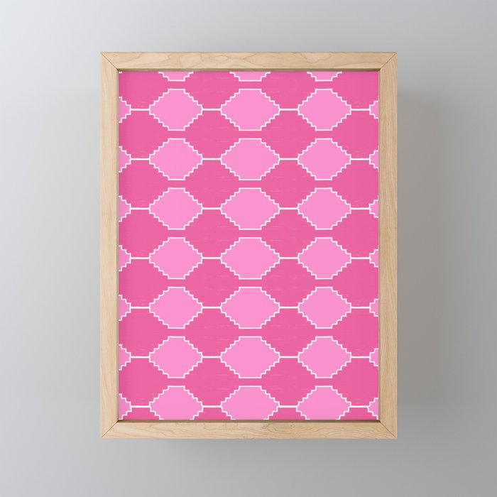 Feminine Pink Southwest Kilim Pattern Framed Mini Art Print