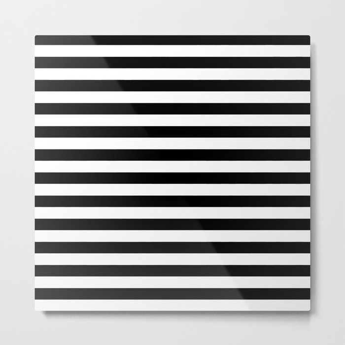 Black and White Horizontal Stripes | Classic Cabana Stripe Metal Print