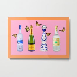 Alcohol & Butterflies (Pink Version) Metal Print | Butterflytapestry, Alcoholtapestry, Butterflies, Alcoholprint, Digital, Alcohol, Tequilaprint, Barcartart, Butterflyprint, Rose 