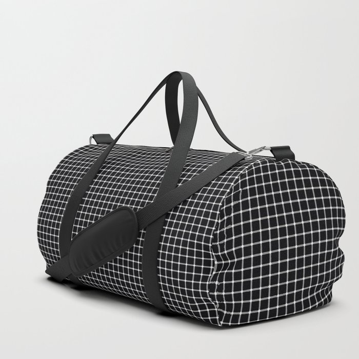 Black and White Optical Illusion Spots Lines and Squares Duffle Bag