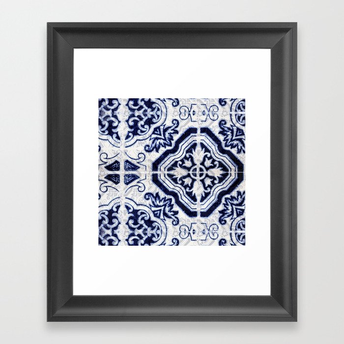 Azulejo VI - Portuguese hand painted tiles Framed Art Print