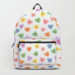 Conversation Hearts Backpack | Illustration, Digital, Graphicdesign, Candyhearts, Candy, Multicolored, Seamless, Hearts, Pattern, Conversationhearts 