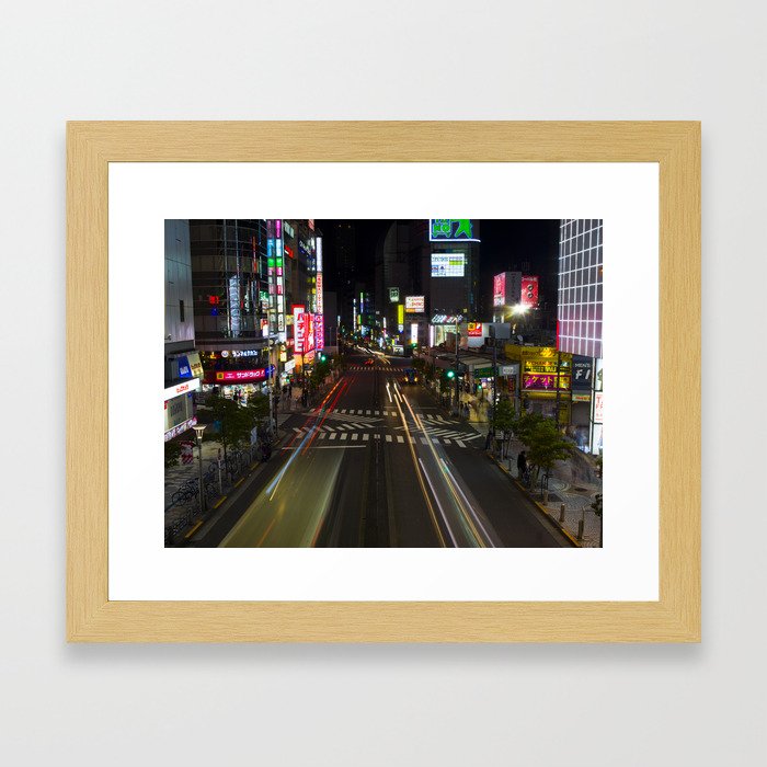 The Bright Night Lights of Tokyo. Framed Art Print