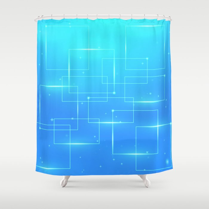 Abstract Rectangles in Shiny Blue. Shower Curtain