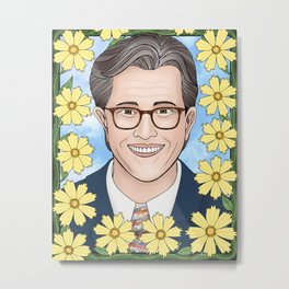 Stephen Colbert portrait with coreopsis Metal Print | Southcarolina, Glasses, Man, Coreopsisflower, Comedian, Colbert, Oldman, Digitalcollage, Tvhost, Liberalicon 