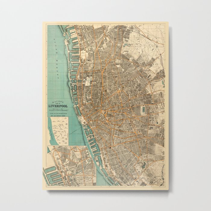 Map Of Liverpool 1900 Metal Print by lydiadavid | Society6