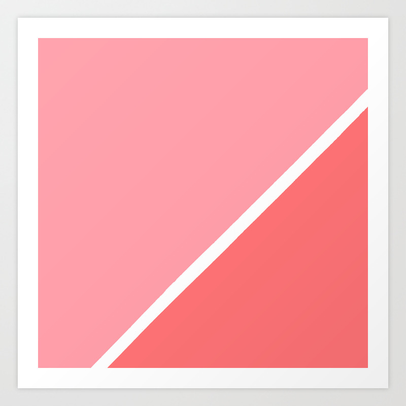 Modern Minimalist Geometric Pink Coral Color Block Art Print By