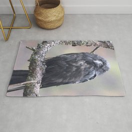 Watercolor Bird, Raven 32, Old Fall River Road, RMNP, Colorado Area & Throw Rug