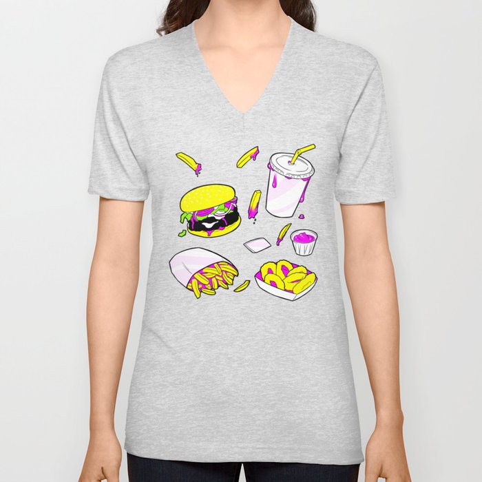 Faster Food V Neck T Shirt