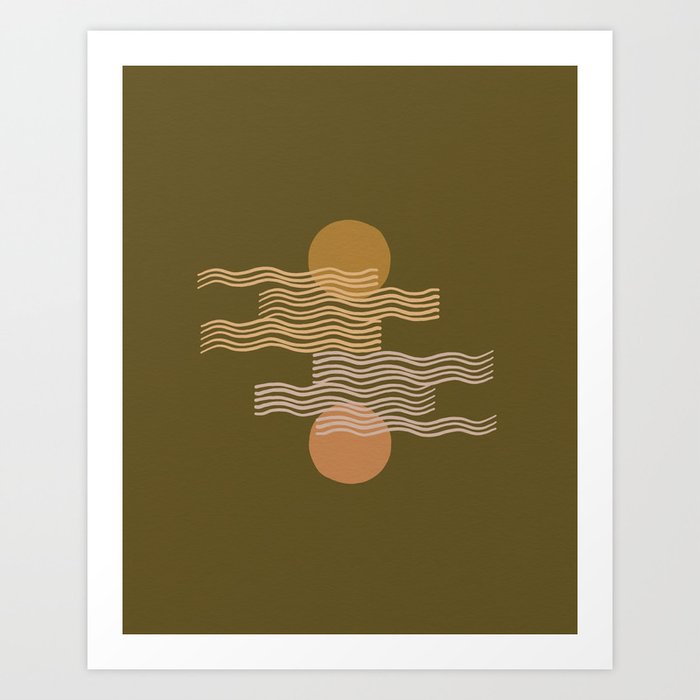 at sea – olive, gold Art Print