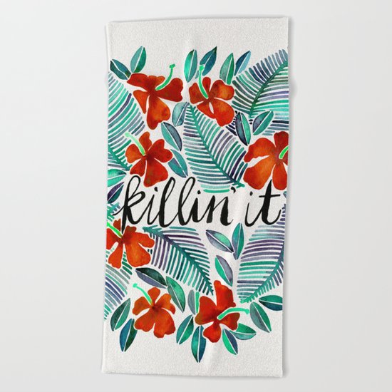 Killin' It – Tropical Red & Green Beach Towel