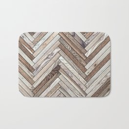 Seamless texture of wood parquet (herringbone). Floor natural pattern Bath Mat