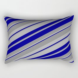 [ Thumbnail: Blue, Gray & Dark Gray Colored Stripes/Lines Pattern Rectangular Pillow ]