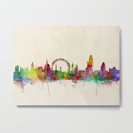 London Skyline Watercolor Metal Print