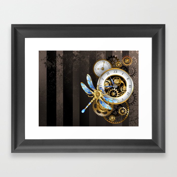 Dials with Dragonfly ( Steampunk ) Framed Art Print