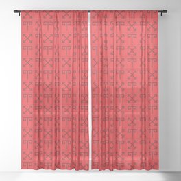 Red Aries symbol pattern. Digital Illustration Background Sheer Curtain