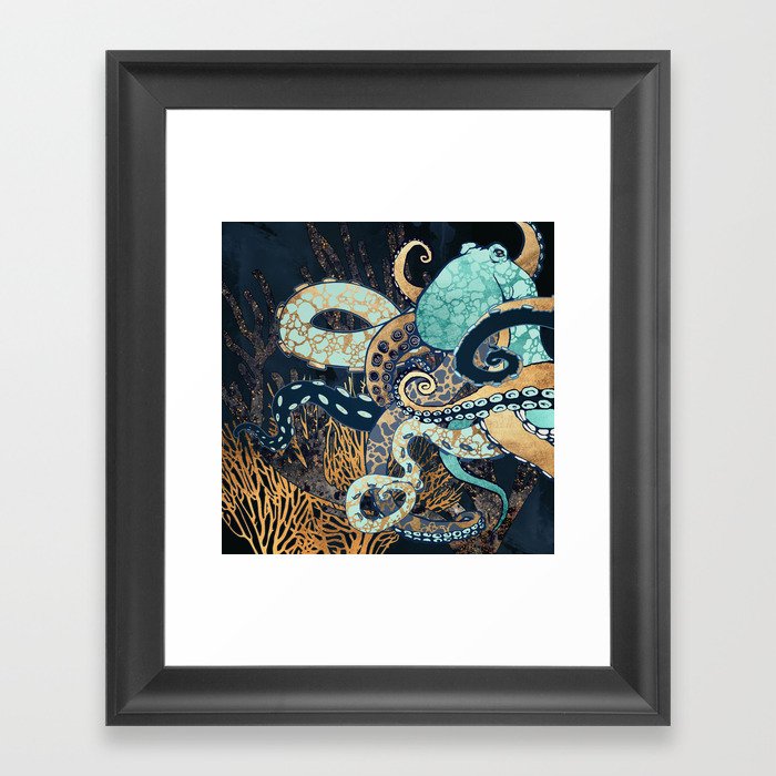 Metallic Octopus II Framed Art Print by SpaceFrogDesigns | Society6