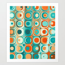 Orange and Turquoise Dots Art Print