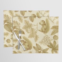 SQUIRRELS IN THE FOREST - Monochrome pattern  Placemat