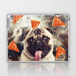 Pug in flying pizza space Laptop Skin
