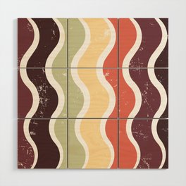 Mid Century Modern Style Wavy Pattern - Retro colors Wood Wall Art