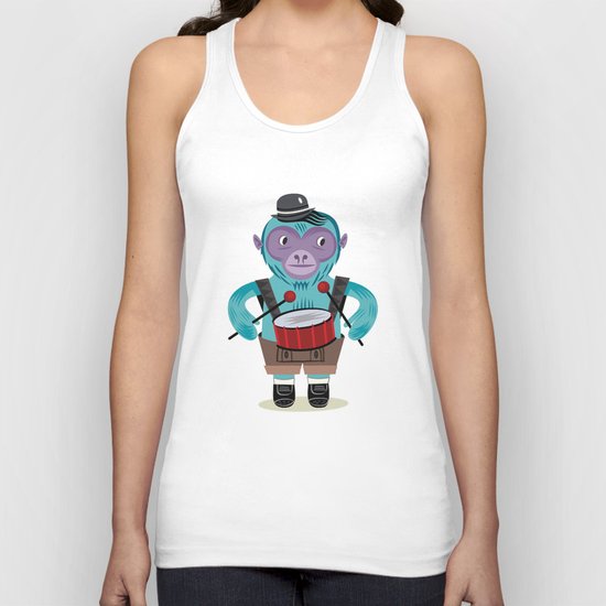 The Monkey Drummer Unisex Tank Top