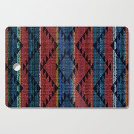 Tribal Pattern on Rustic Coarse Weave Look Colorful Stripes Cutting Board