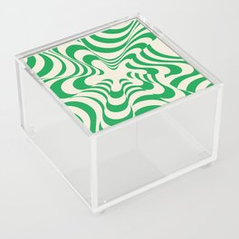 Abstract Groovy Retro Liquid Swirl in Green Pattern Acrylic Box