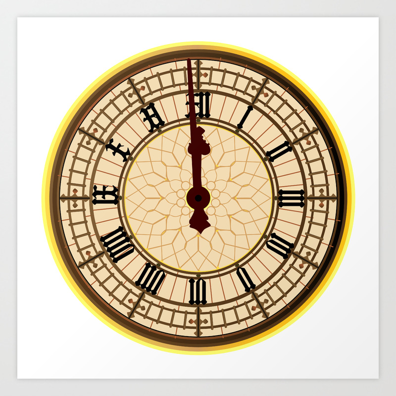 Big Ben Midnight Clock Face Art Print By Homestead Society6