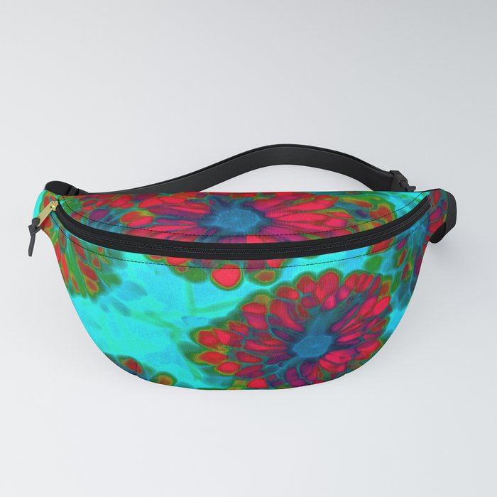 Red daisies Bohemian Floral abstract batik fabric Fanny Pack