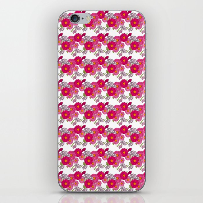 Retro Mums Mid-Century Floral Wallpaper Super Mini White Horizontal iPhone Skin
