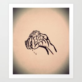 Hand in Glove Art Print | Scary, Abstract, Mixed Media, Illustration 