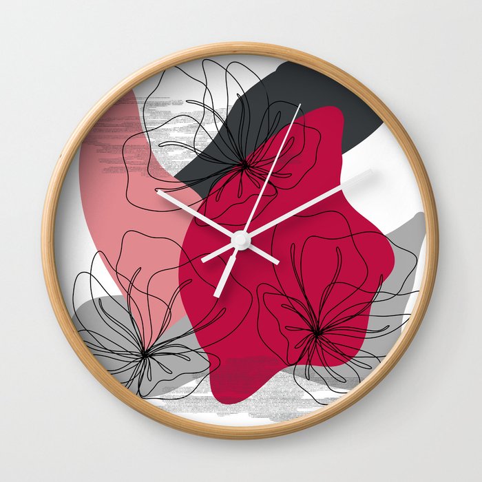 Abstract Cherry Blossom Wall Clock By Patternsbywildbloomart