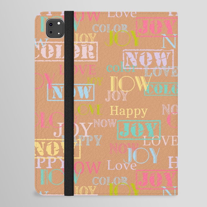 Enjoy The Colors - Colorful typography modern abstract pattern on Copper Bronze color background  iPad Folio Case