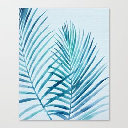 Turquoise Watercolor Palm Fronds Canvas Print
