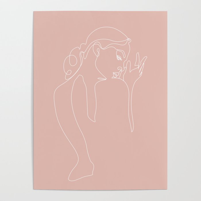 woman in the morning light pink Poster
