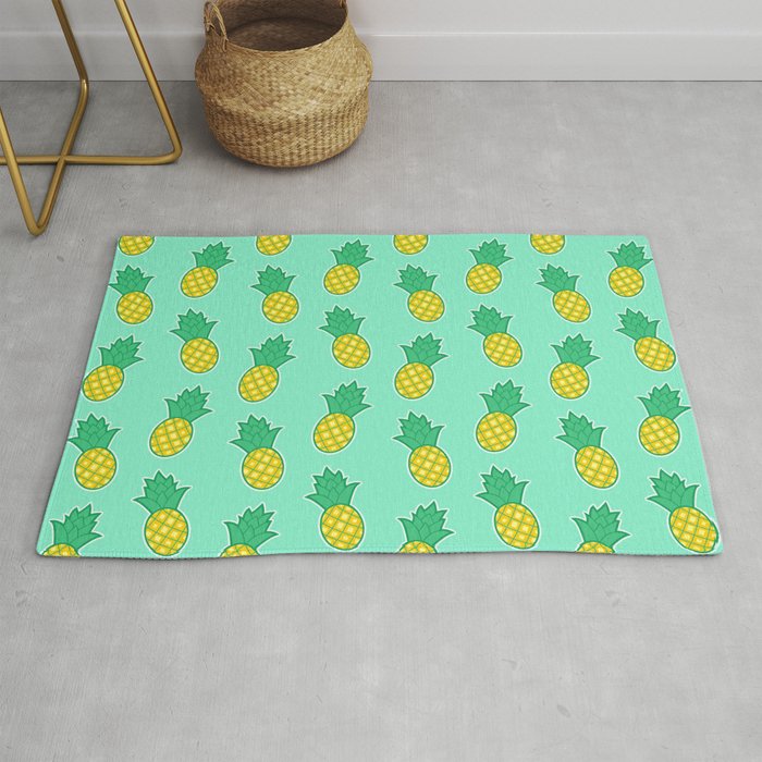 Pineapples (Aqua Background) Rug